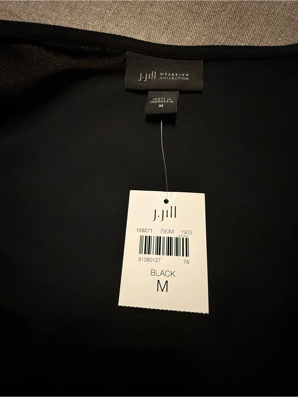 J. Jill Black Sheer Open-Front Duster with Tie
